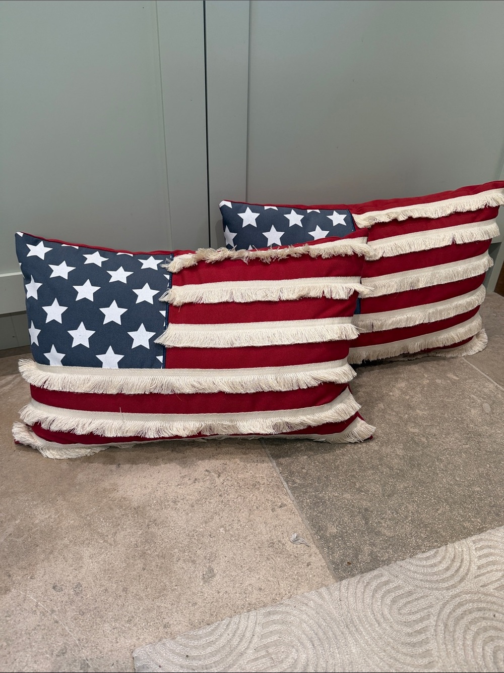 Patriotic Star & Stripe Decorative Throw Pillow (2) - Red, Navy & White